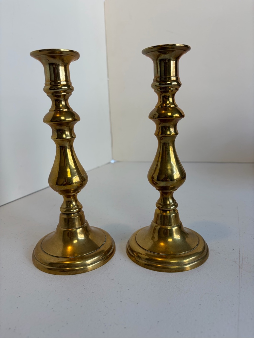 Vintage Brass Candlestick Holders Pair 8” Taper Candle Home Decor Ornate Regency